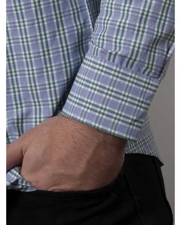 CAMISA SEMIENTALLADA CUADROS VERDES DIBUJO
