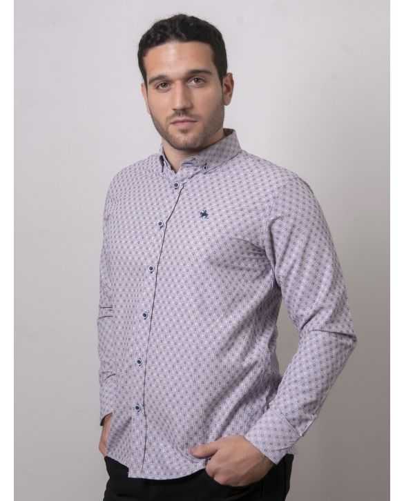 CAMISA SEMIENTALLADA ESTRELLA BURDEOS