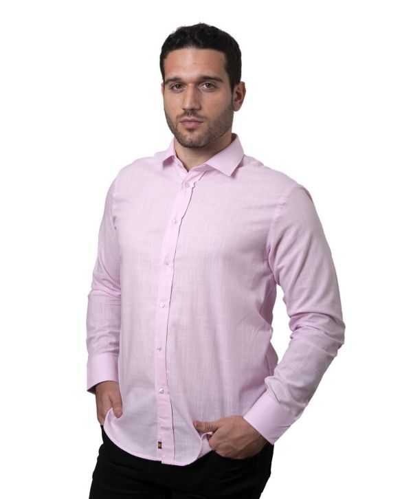 CAMISA SEMIENTALLADA LISA ROSA