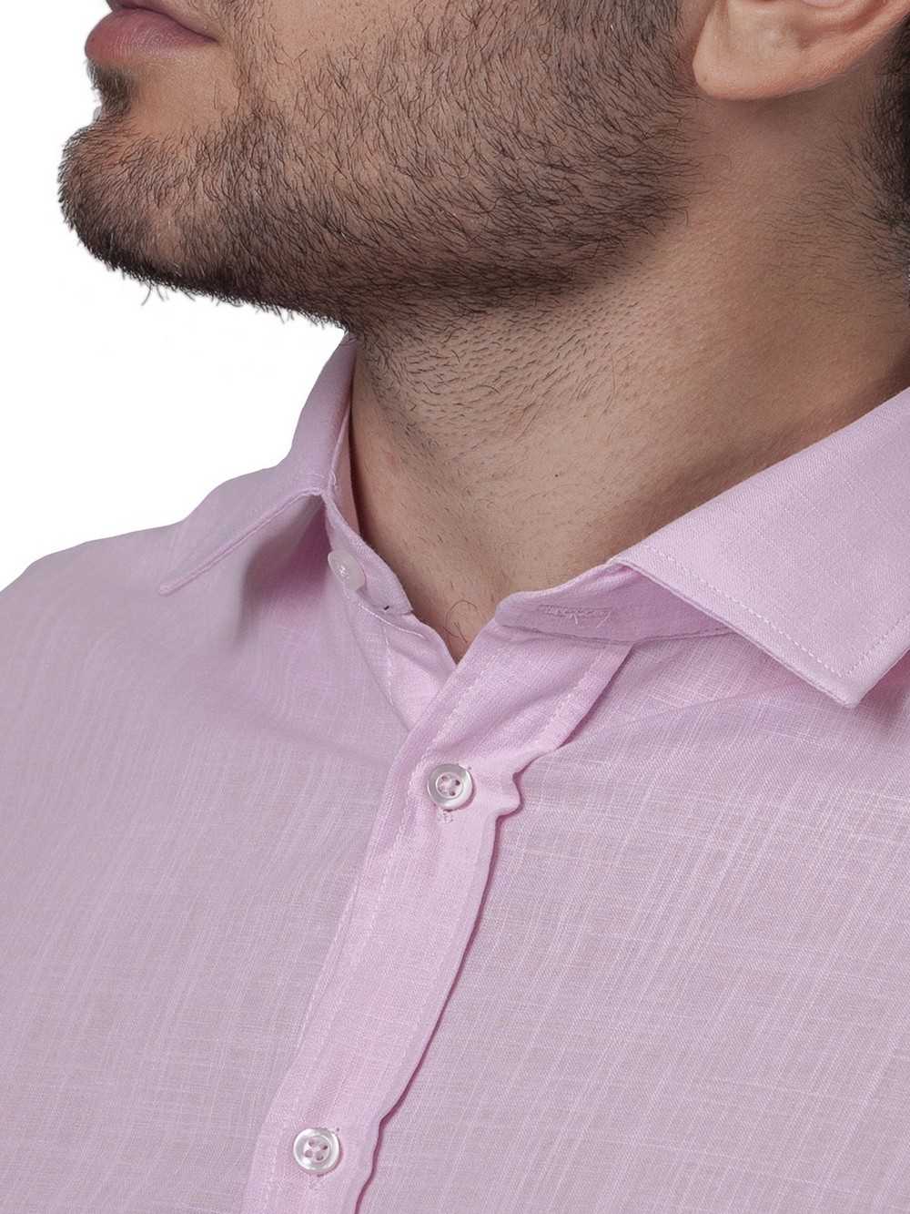 CAMISA SEMIENTALLADA LISA ROSA